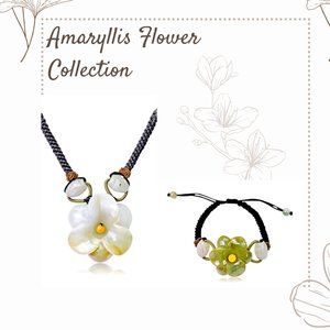 Stunning Amaryllis Flower Handmade Jade Bracelet